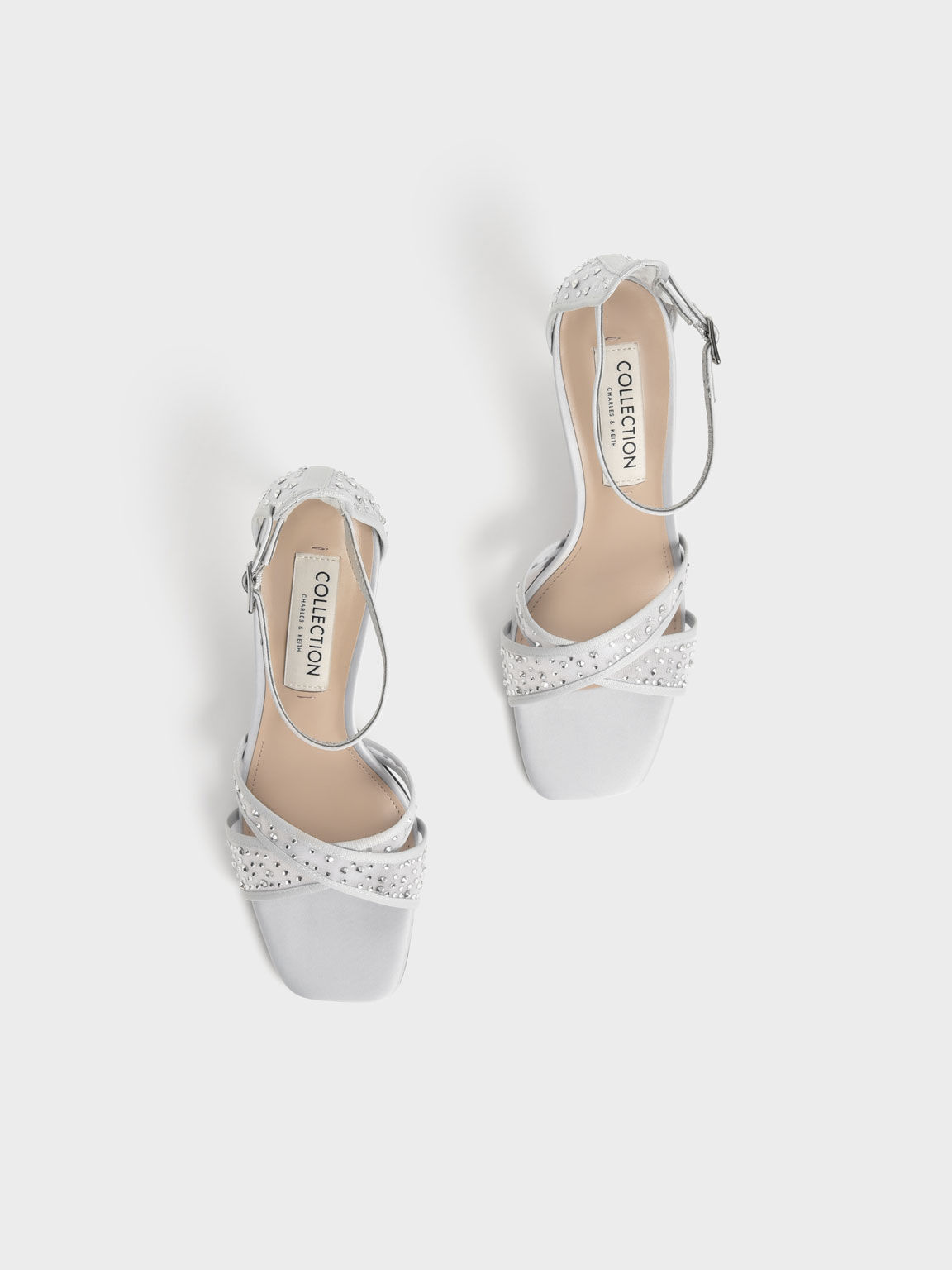 Blythe Mesh & Satin Embellished Sandals, Silver, hi-res