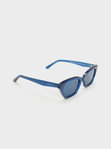 Vesta Angular Cat-Eye Sunglasses, Blue, hi-res