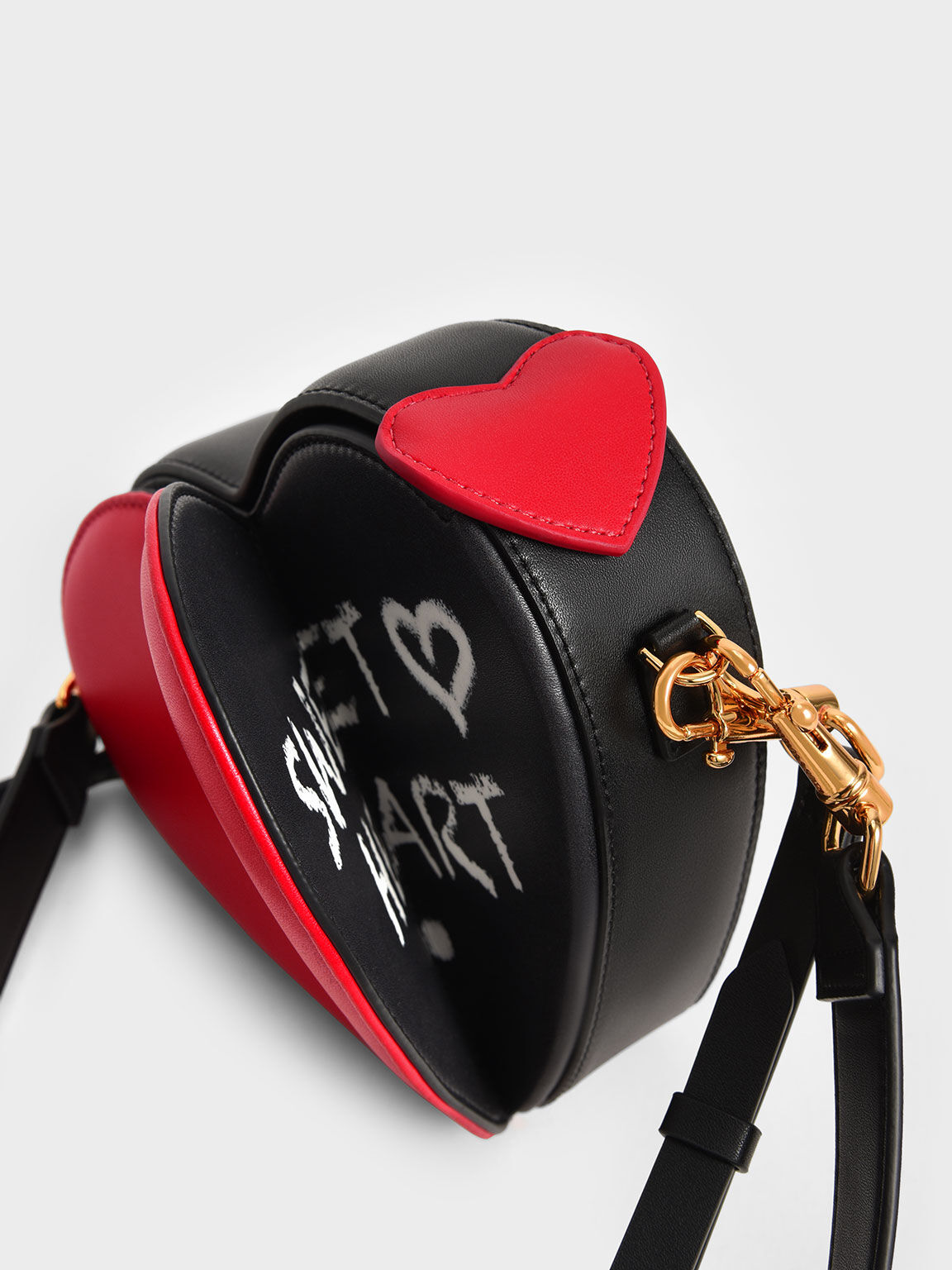Valentine's Day Collection: Heart Sling Bag, Black, hi-res