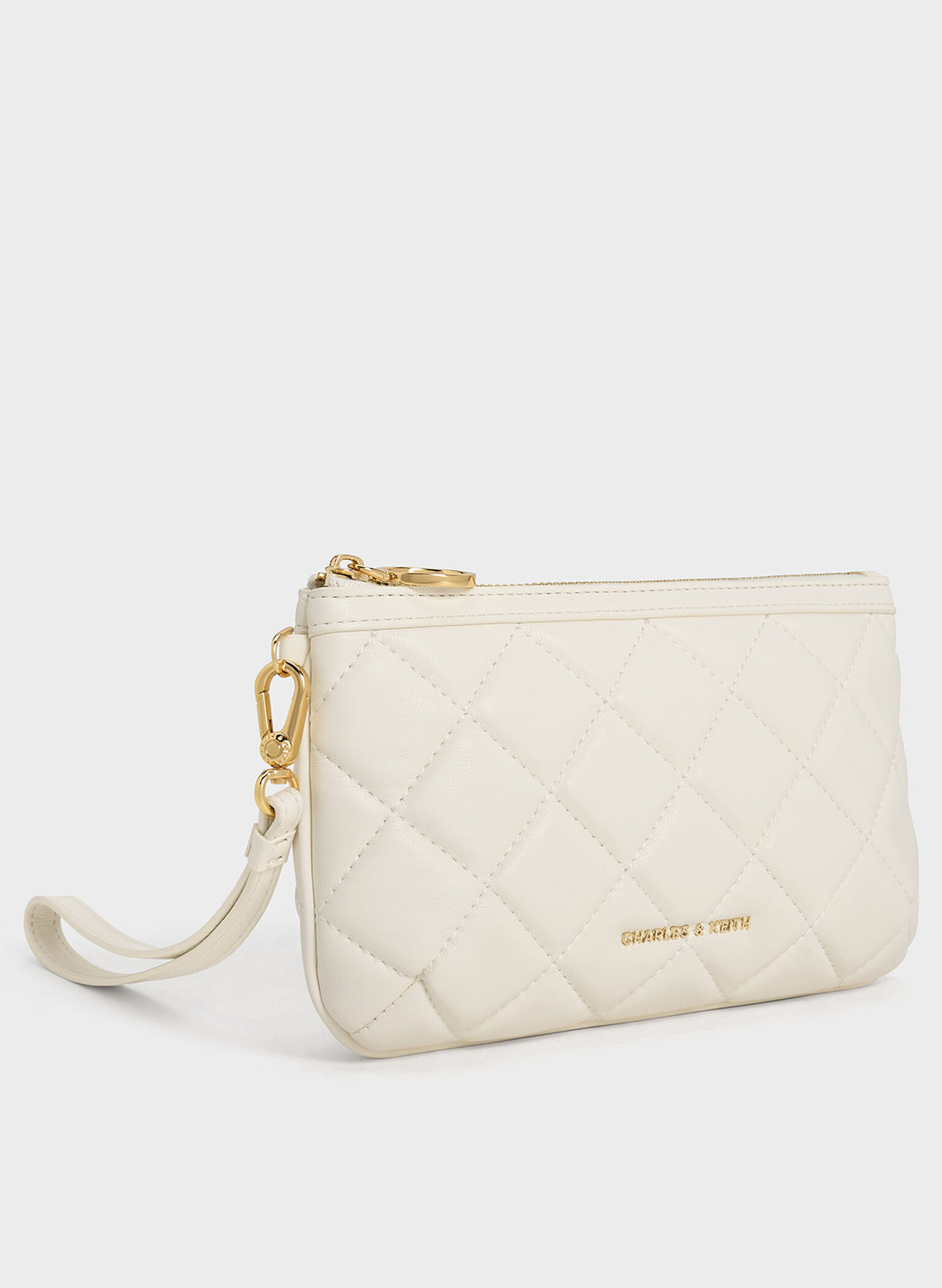 Cressida Quilted Wristlet, White, hi-res