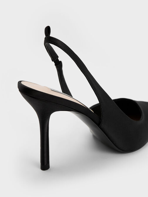 Tie-Around Slingback Pumps, Black, hi-res