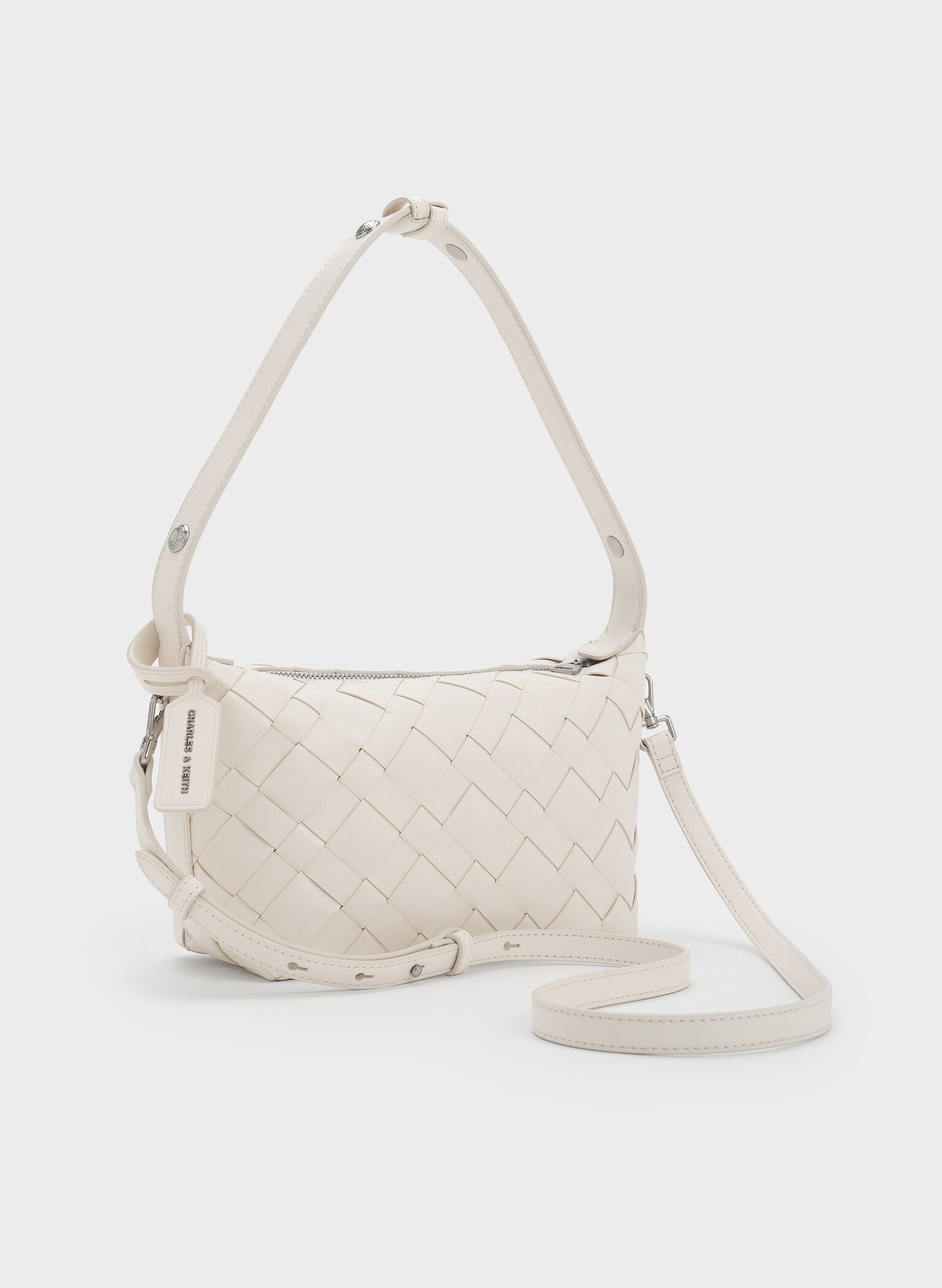 Ivette Woven Shoulder Bag, Cream, hi-res