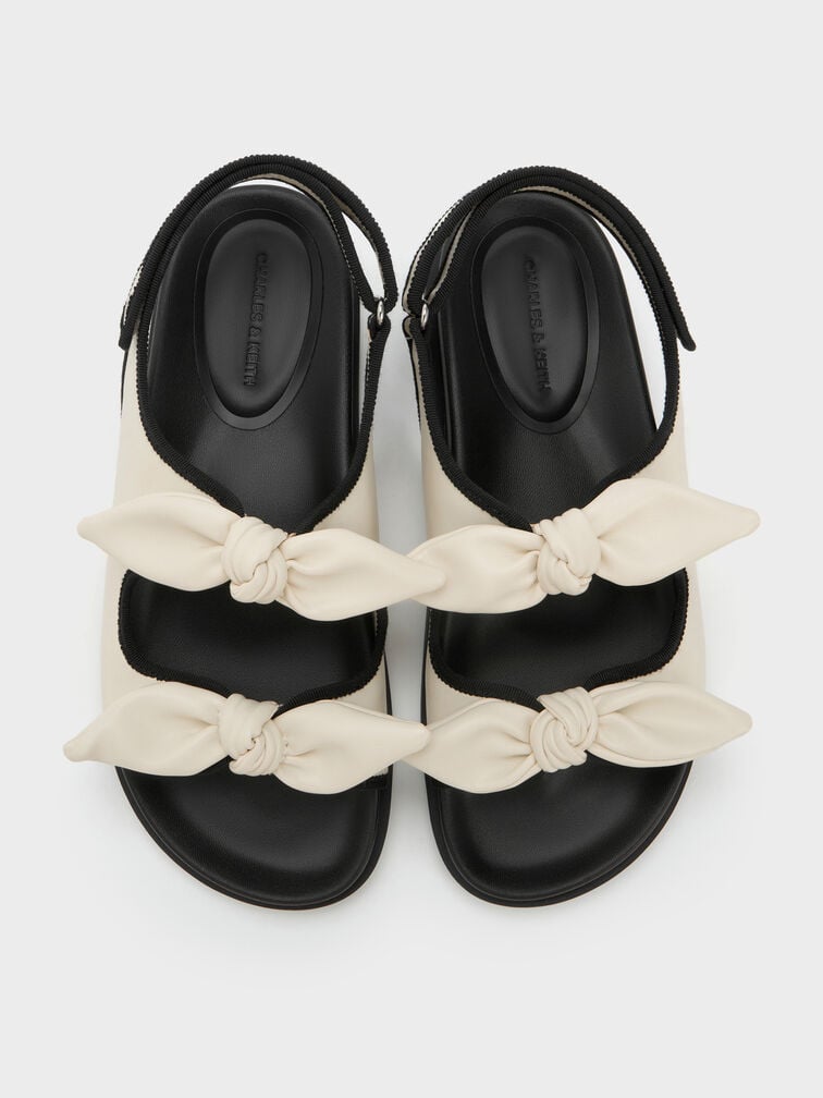 Knotted-Bow Double-Strap Slingback Sandals, Chalk, hi-res