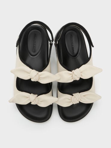 Knotted-Bow Double-Strap Slingback Sandals, Chalk, hi-res