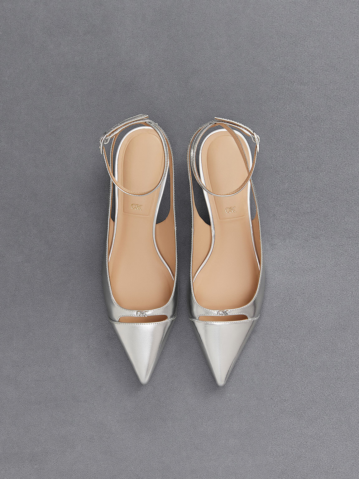 Silver leather court shoes uk online