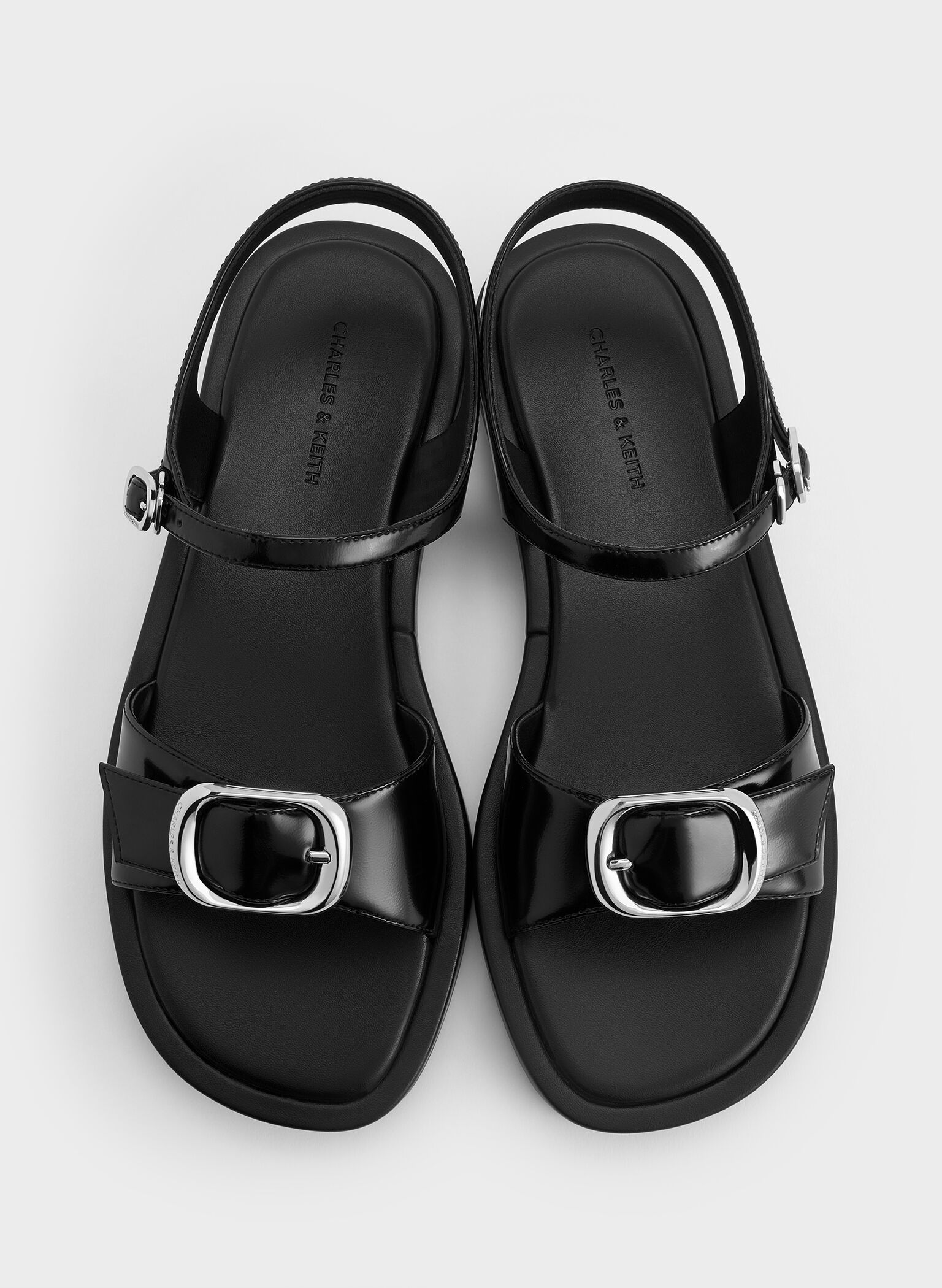 Buckled Slingback Sandals, Black Box, hi-res