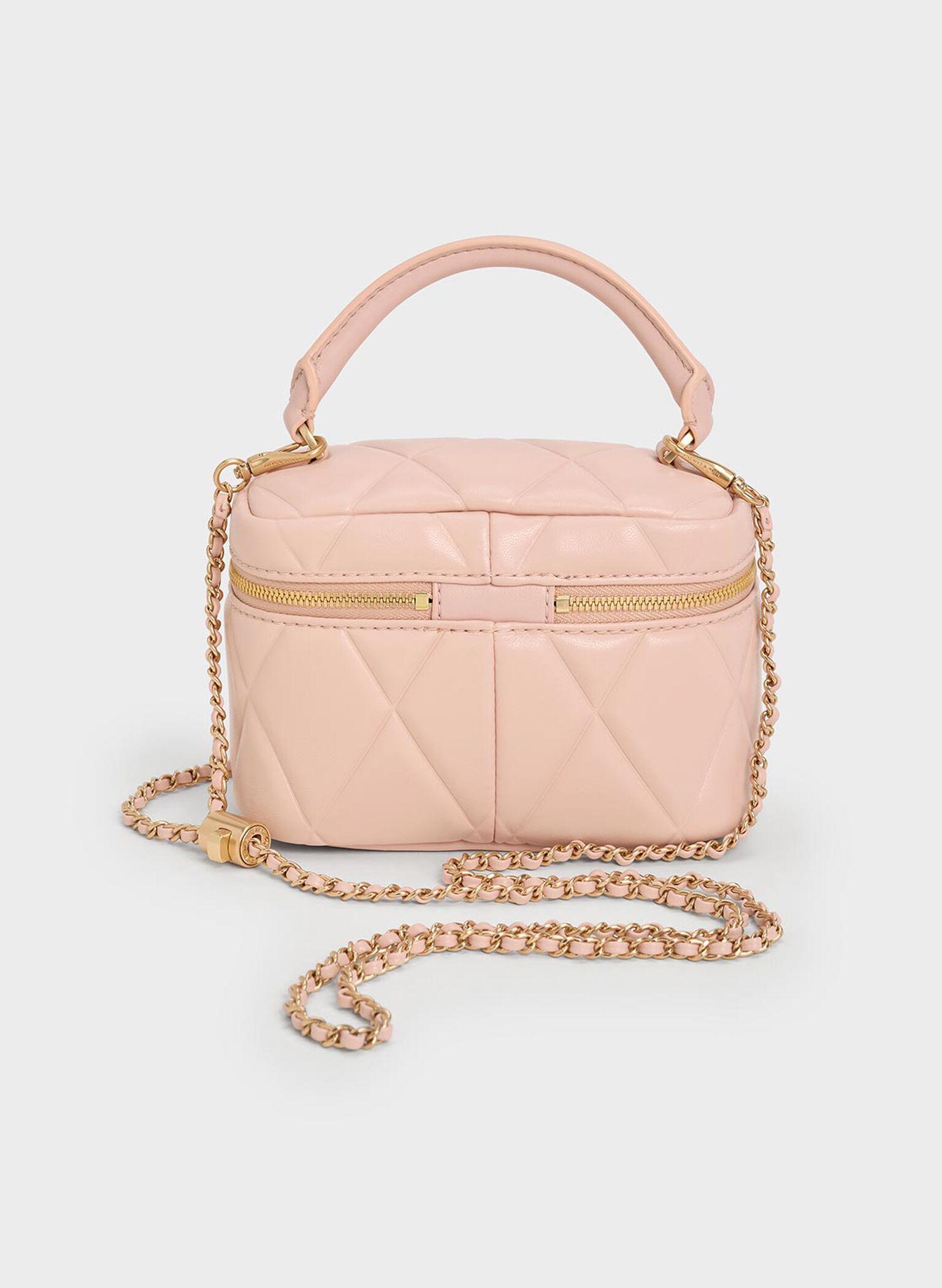 Arwen Quilted Top Handle Vanity Bag, Light Pink, hi-res