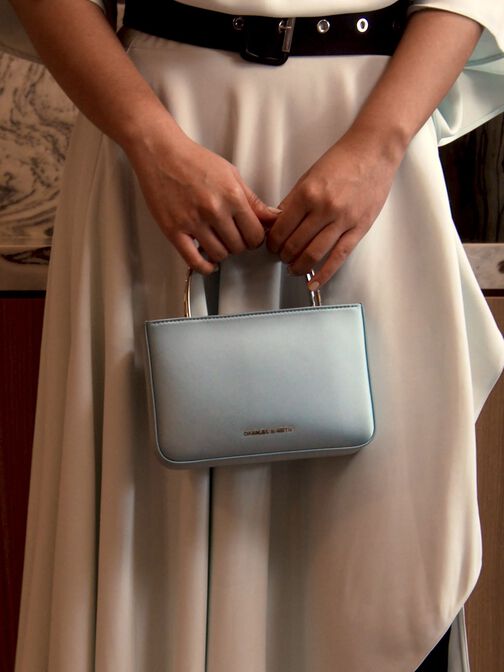 Satin Crystal-Embellished Top Handle Bag, Sky Blue, hi-res
