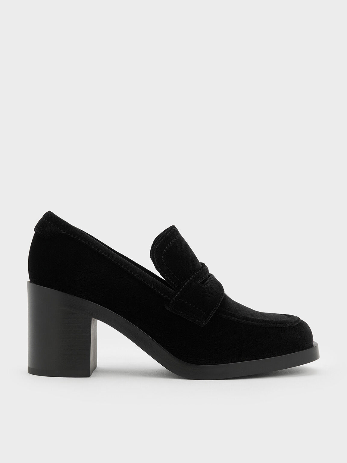 Black Penny Loafer Block Heel Pumps CHARLES KEITH UK