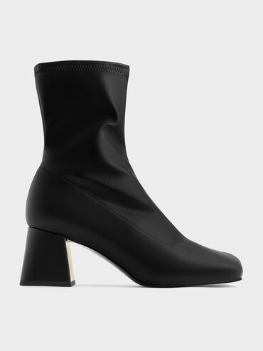 black boots with metallic heel