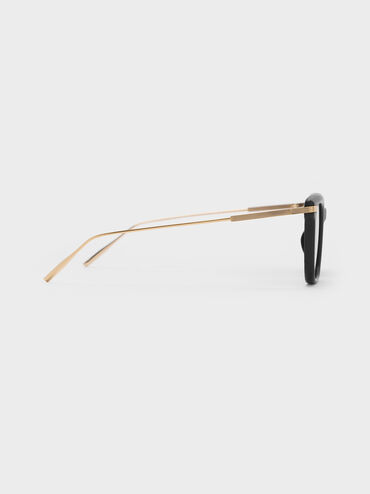 Aura Recycled Acetate Rectangular Sunglasses, Black, hi-res