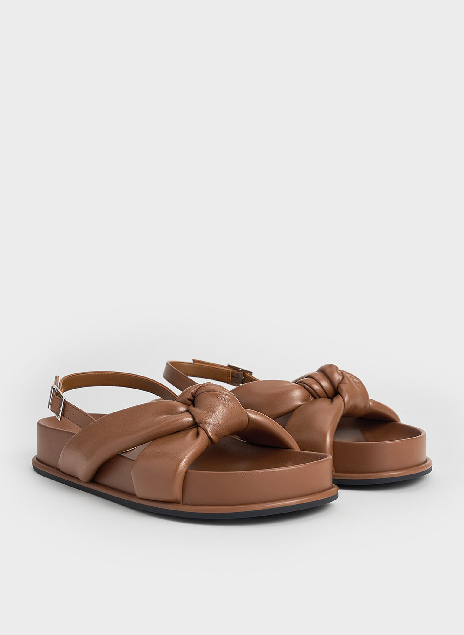 Rosetta Knotted Puffy Sandals, Cognac, hi-res
