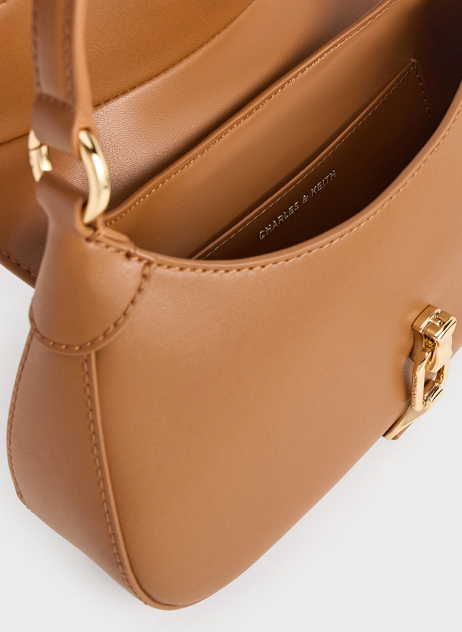 Agatha Chain-Accent Hobo Bag, Brown, hi-res