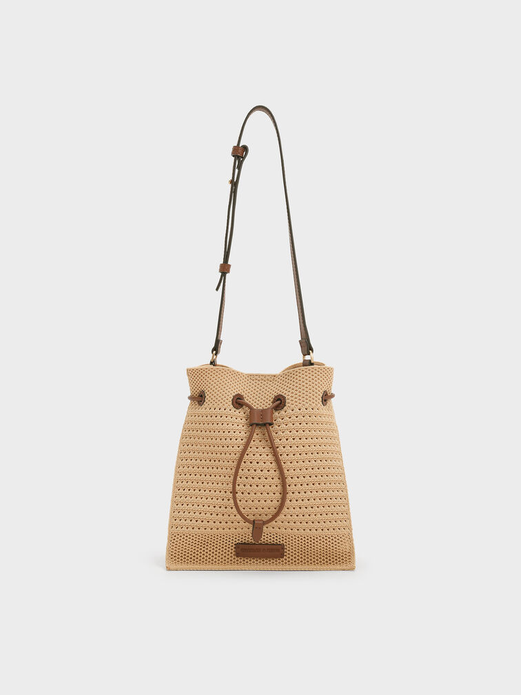 Ida Knitted Bucket Bag, Beige, hi-res