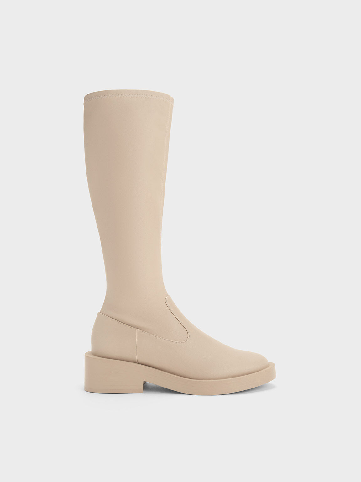 Beige knee length sales boots