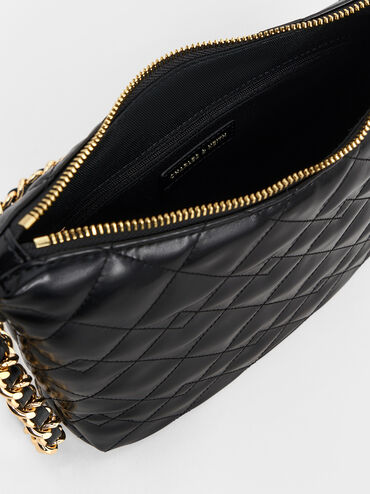 Duo Quilted Slouchy Hobo Bag, Black, hi-res
