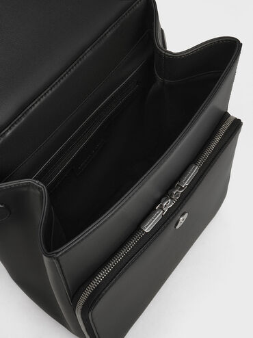 Octavia Front Flap Structured Backpack, Noir, hi-res