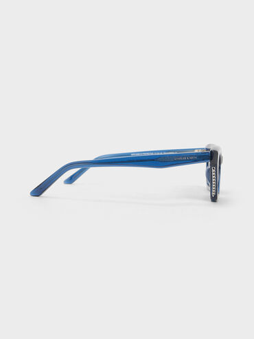 Vesta Angular Cat-Eye Sunglasses, Blue, hi-res