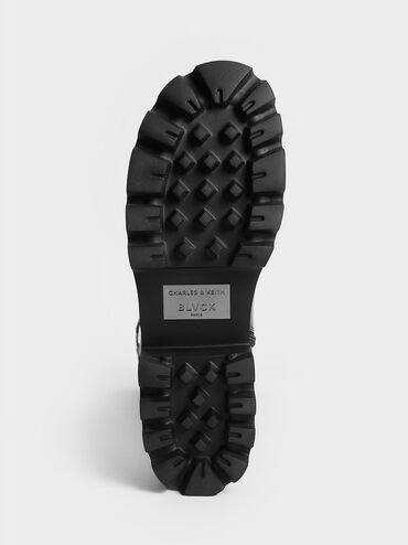 Imogen Rose-Motif Chunky Knee-High Boots, Black, hi-res