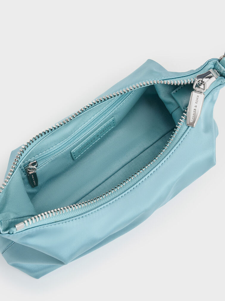 Satin Crystal-Embellished Chain-Handle Two-Way Bag, Sky Blue, hi-res