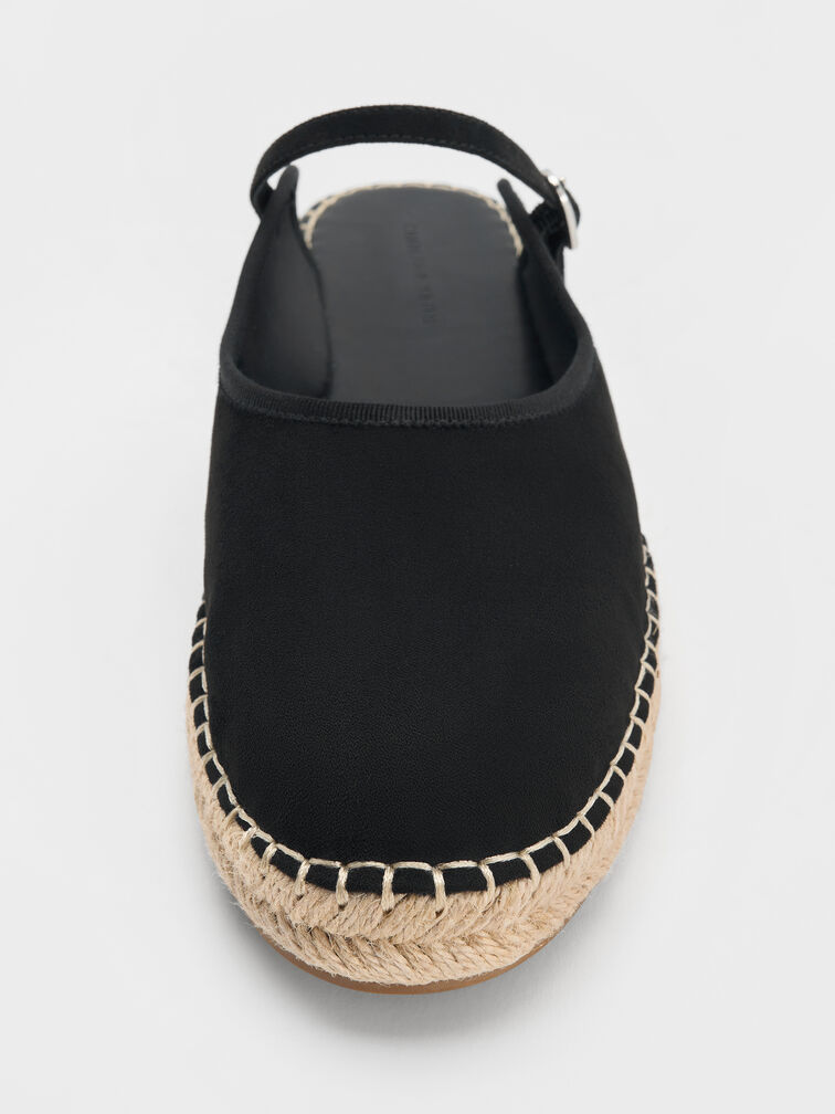 Faux Suede Slip-On Mary Jane Espadrilles, Black Textured, hi-res