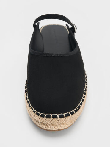 Faux Suede Slip-On Mary Jane Espadrilles, Black Textured, hi-res