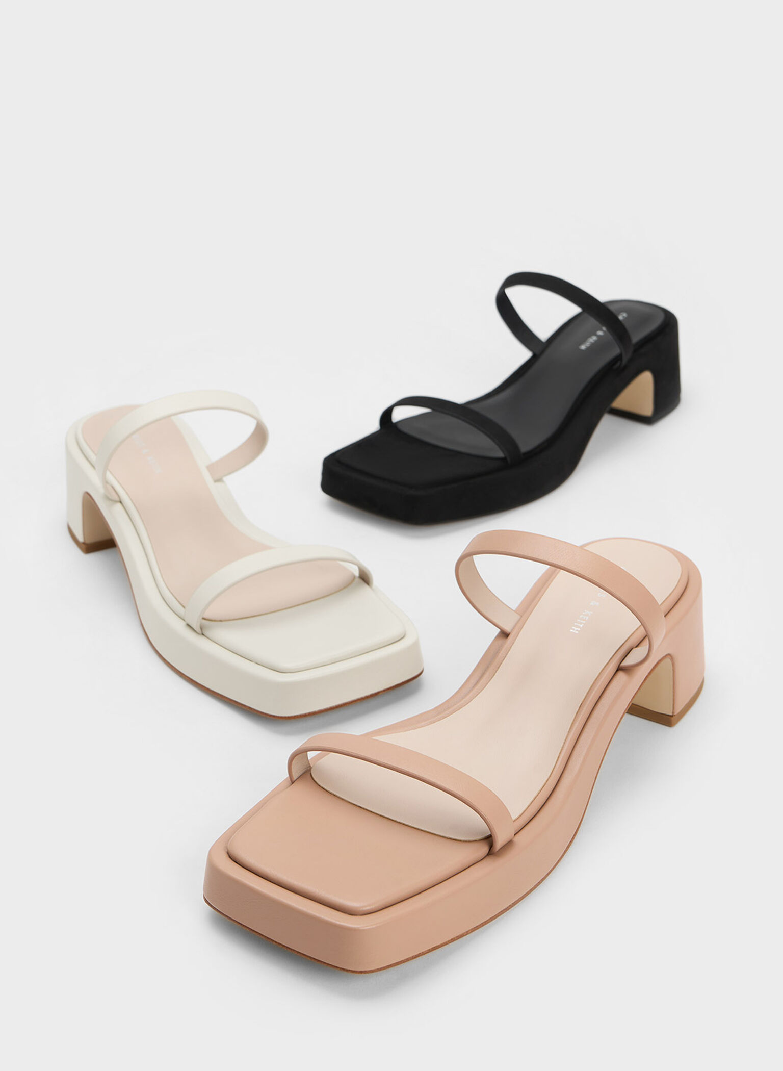 Square-Toe Platform Sandals, Nude, hi-res