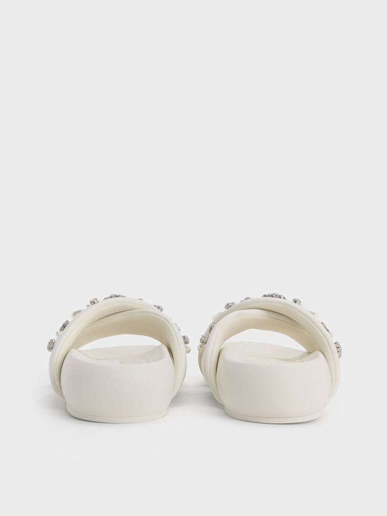 Gem & Pearl Flatform Sandals, White, hi-res