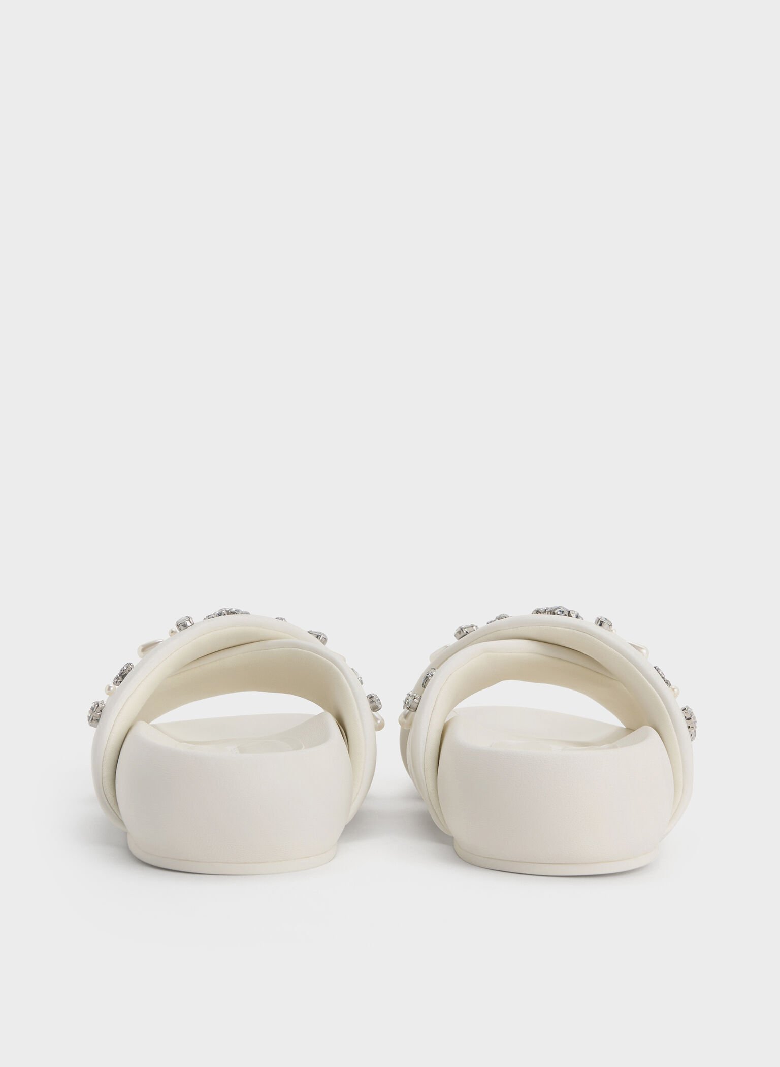Gem & Pearl Flatform Sandals, White, hi-res