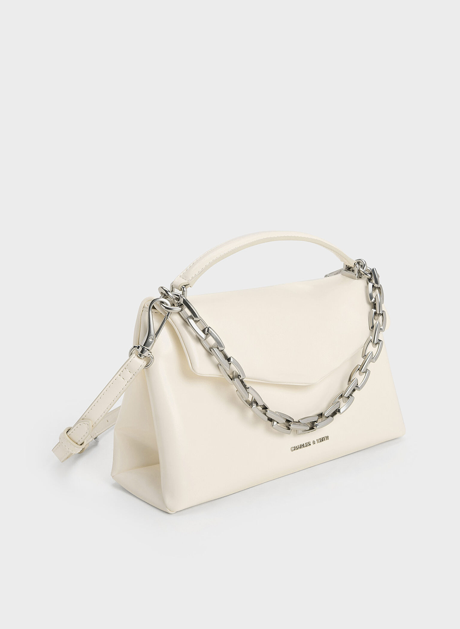 Andromeda Chunky-Chain Top Handle Bag, Cream, hi-res