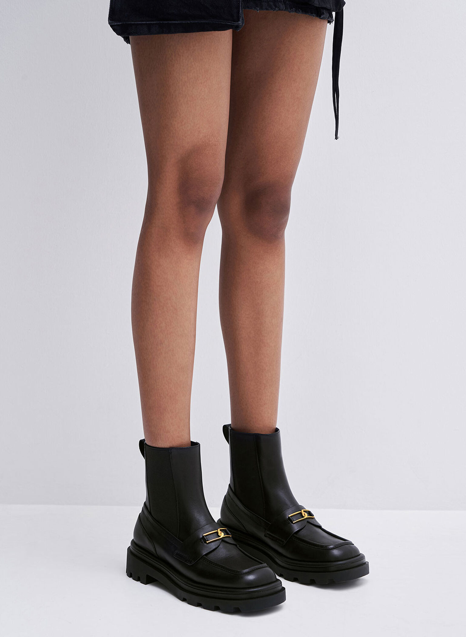 Gabine Leather Loafer Chelsea Boots, Black, hi-res