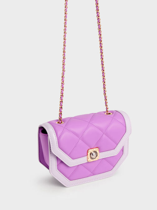 Avis Two-Tone Geometric Shoulder Bag, Violet, hi-res