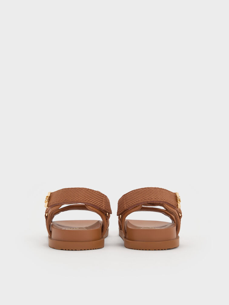 Granta Leather & Fabric Crossover Sports Sandals, Brown, hi-res
