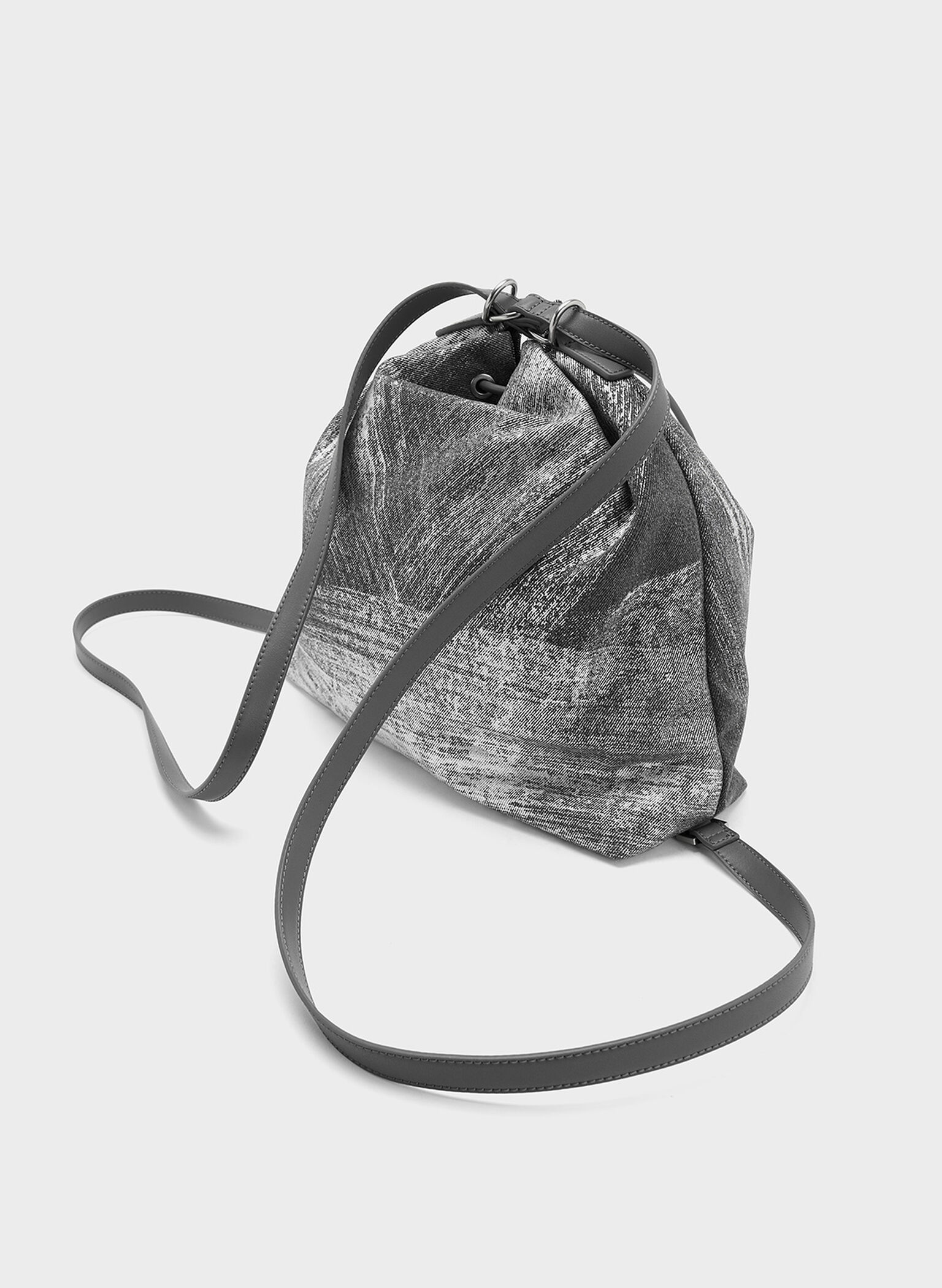 Neva Brushed Denim Two-Way Bucket Bag, Silver Brushed Denim, hi-res