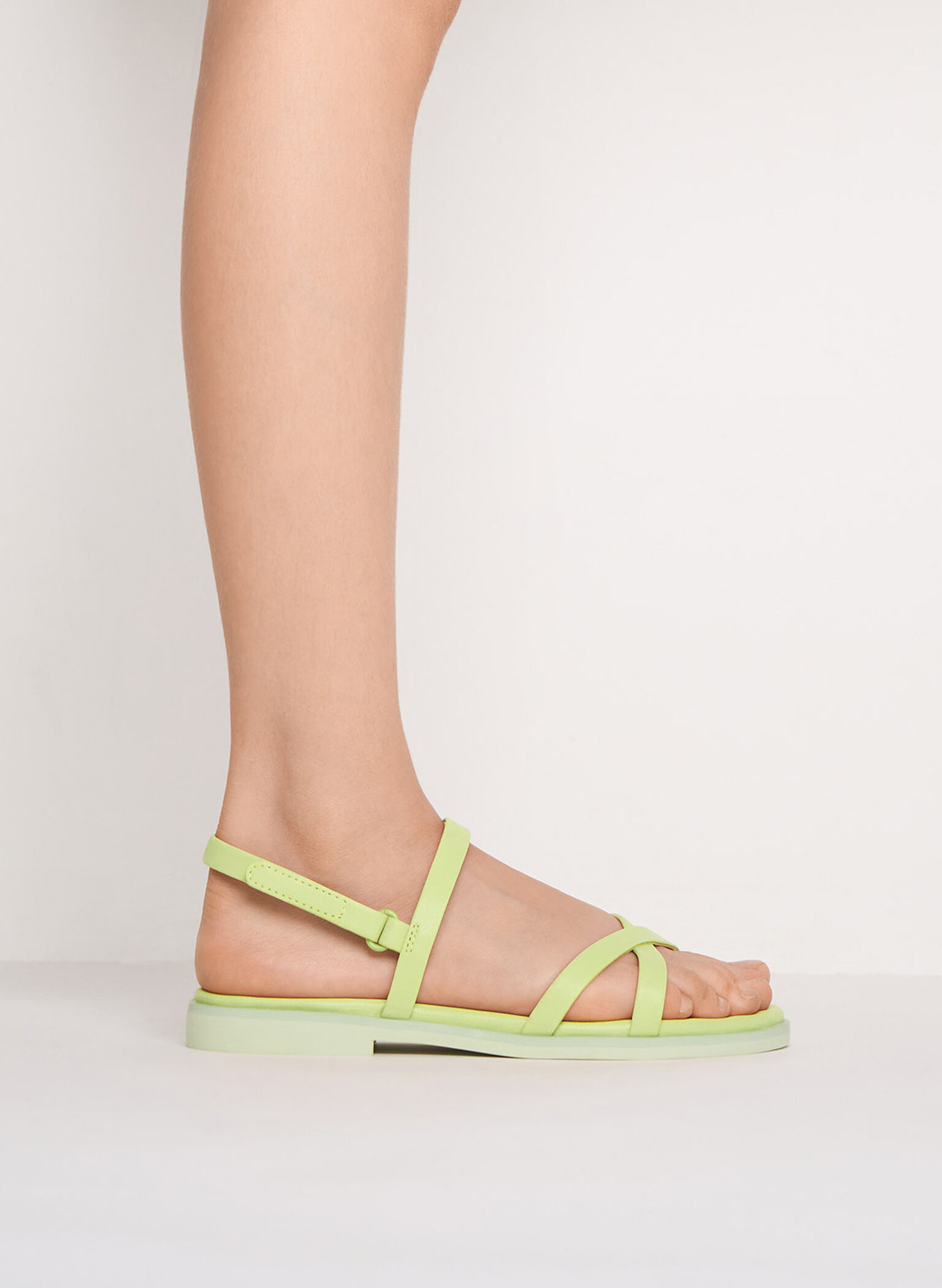 Girls' Crossover Backstrap Sandals, Lime, hi-res
