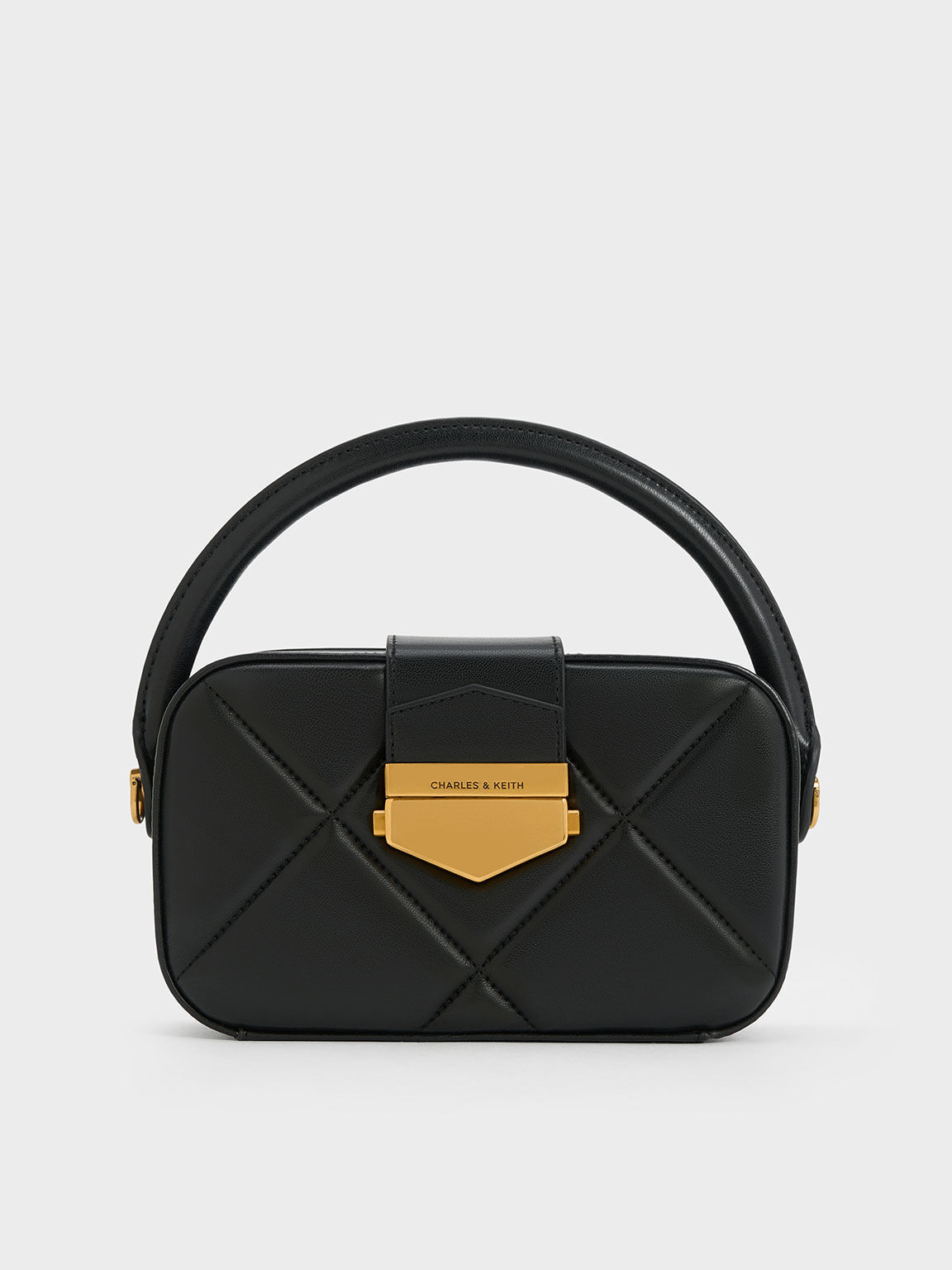 Vertigo Quilted Boxy Top Handle Bag Black