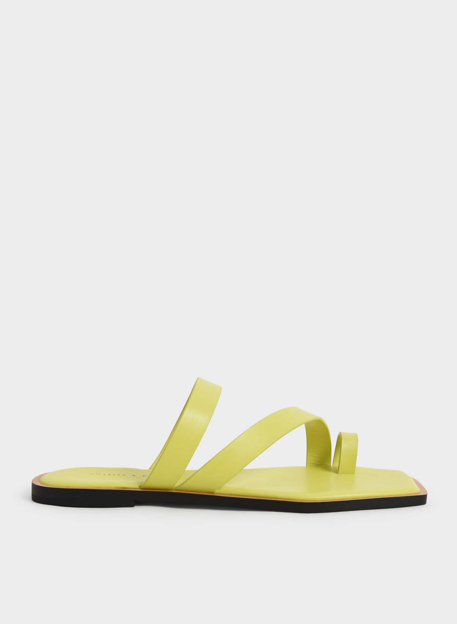 Toe Ring Strappy Slide Sandals, Lime, hi-res