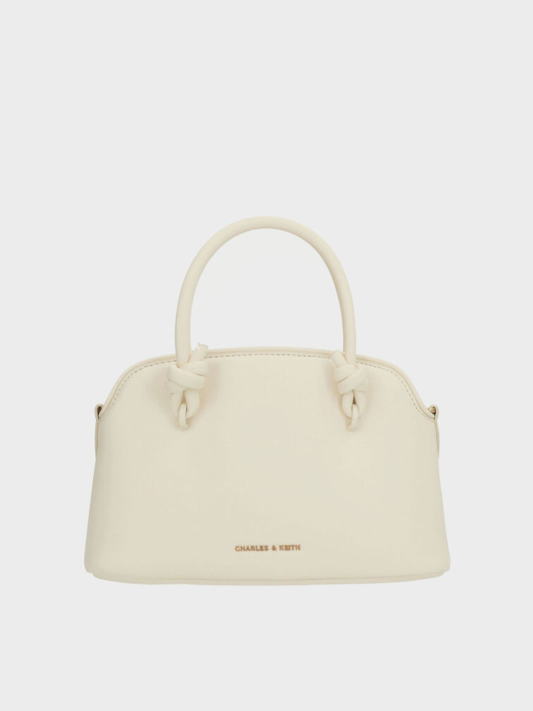 Sammie Knotted-Handle Bowling Bag, Cream, hi-res