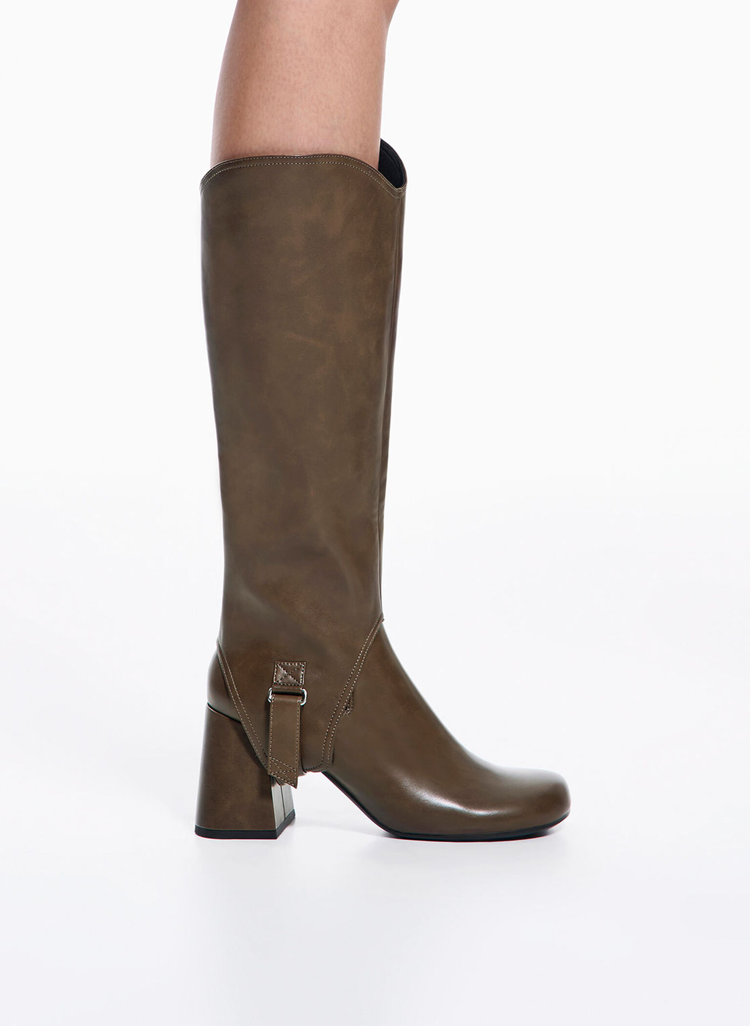 Gigi Block Heel Knee-High Boots, Dark Brown, hi-res