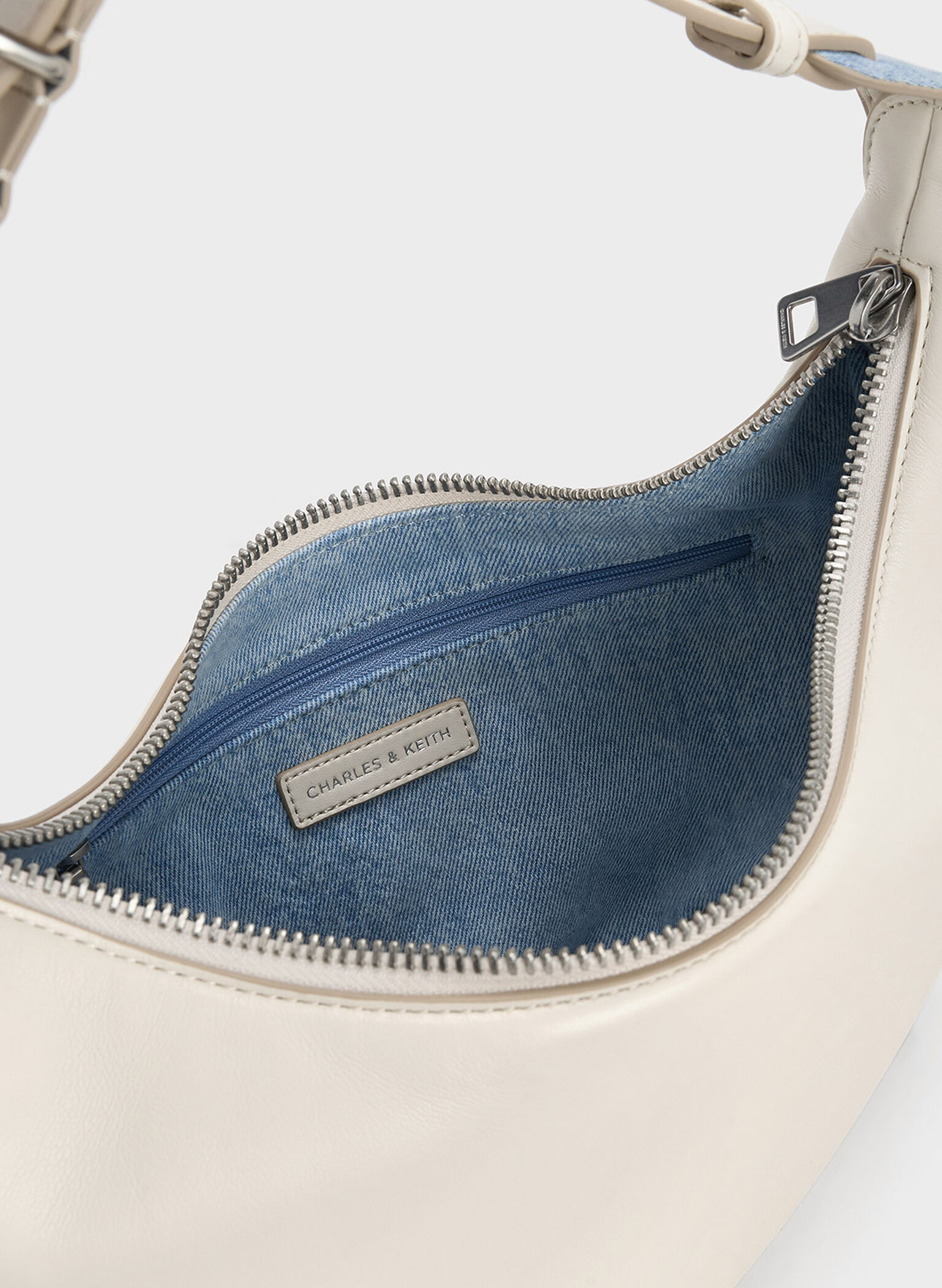 Saskia Crescent Hobo Bag, Cream, hi-res