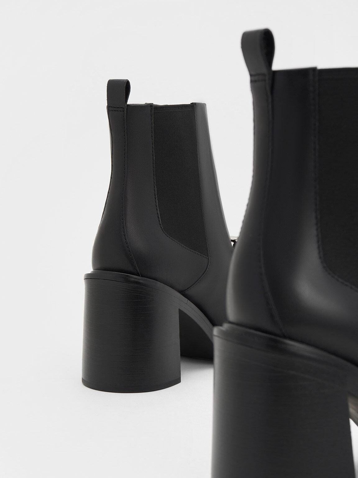 Black chunky block heel ankle cheap boots