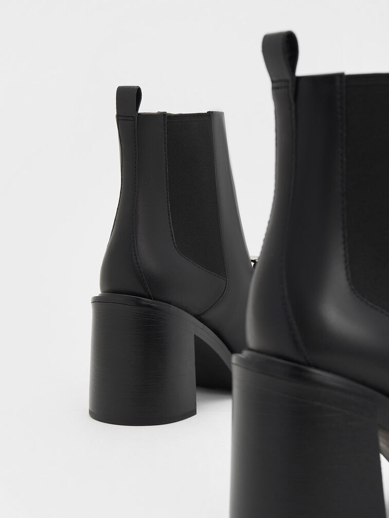 black chunky block heel ankle boots