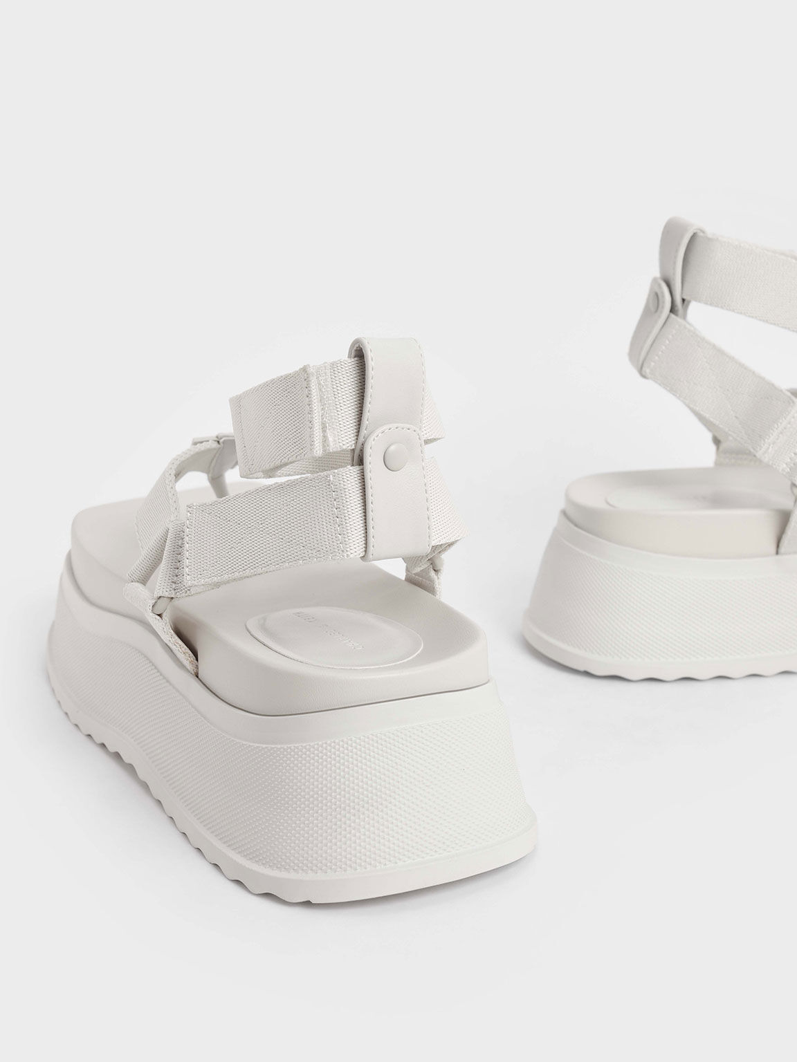 Chalk Joss Ankle Strap Flatform Thong Sandals CHARLES KEITH UK