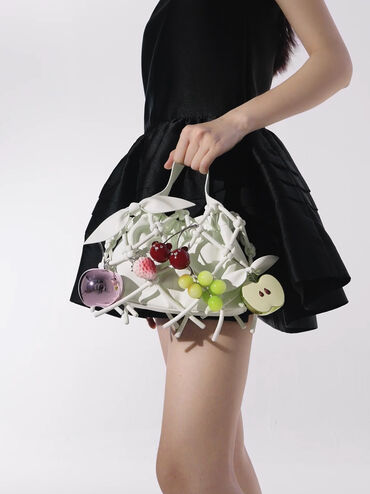 Ally Ruched Slouchy Knotted Bag & Fruit Charms Set, Mint Sorbet, hi-res