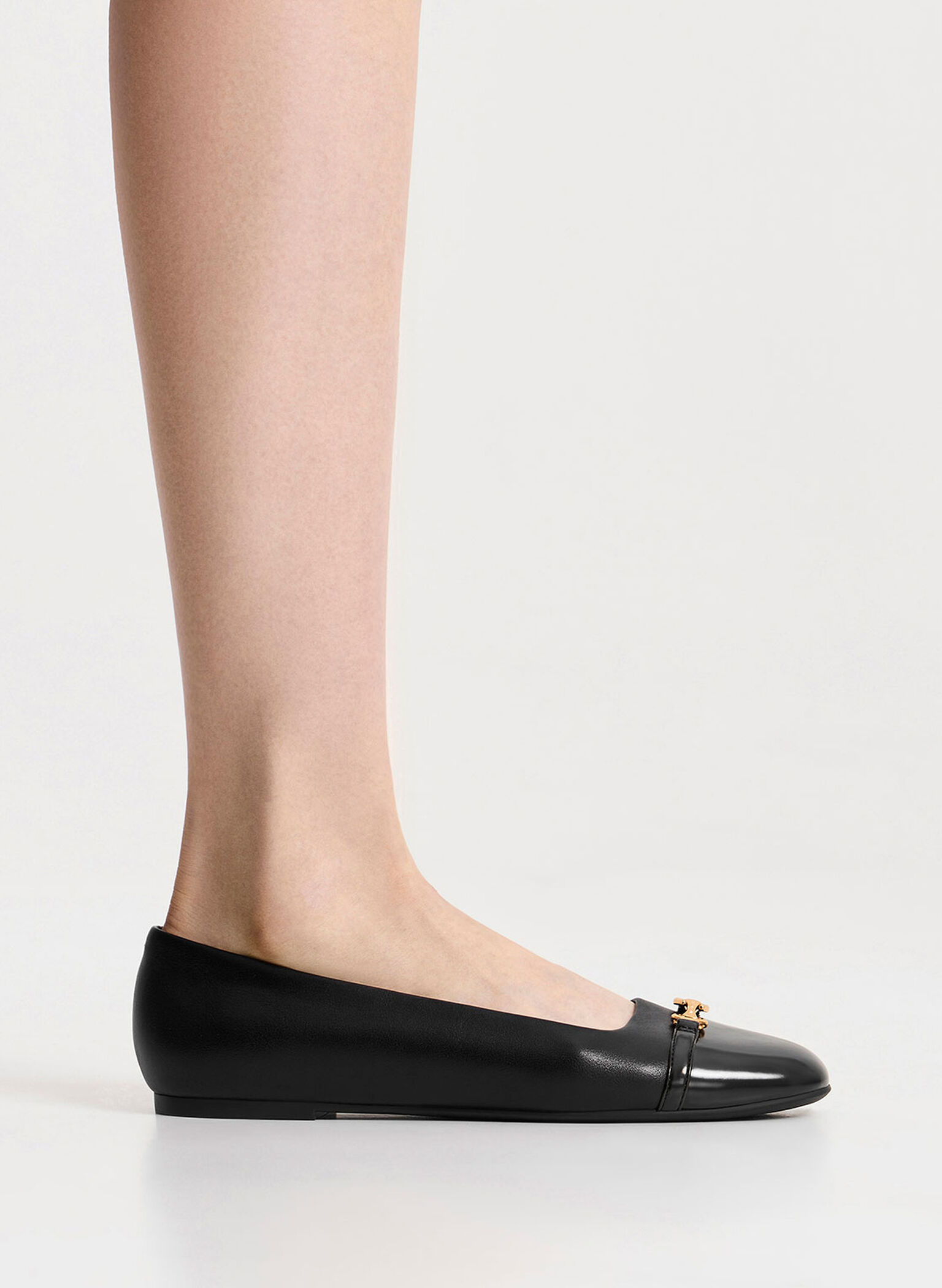 Metallic Accent Ballerinas, Black, hi-res