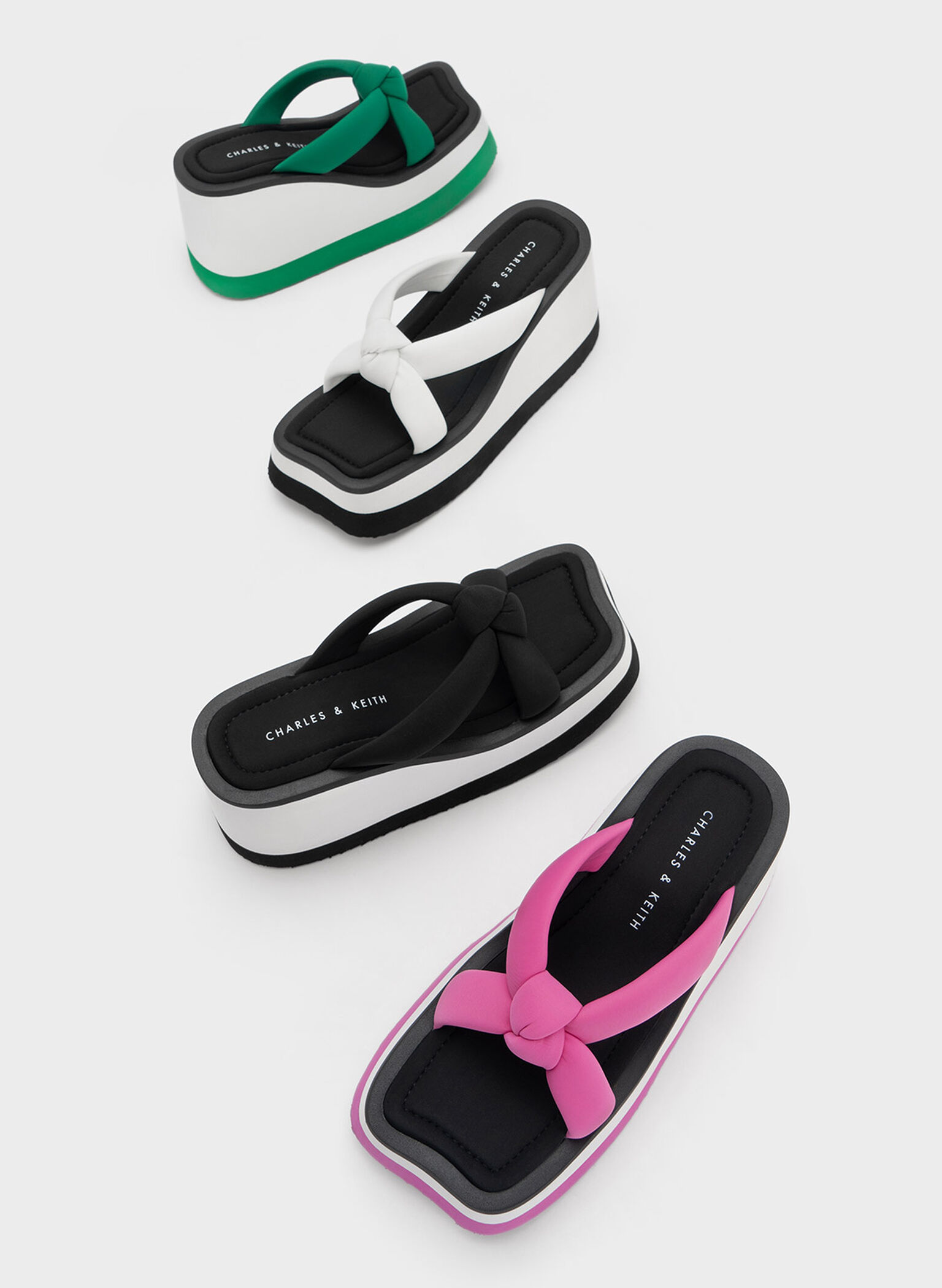 Tana Knotted Crossover Wedges, Green, hi-res