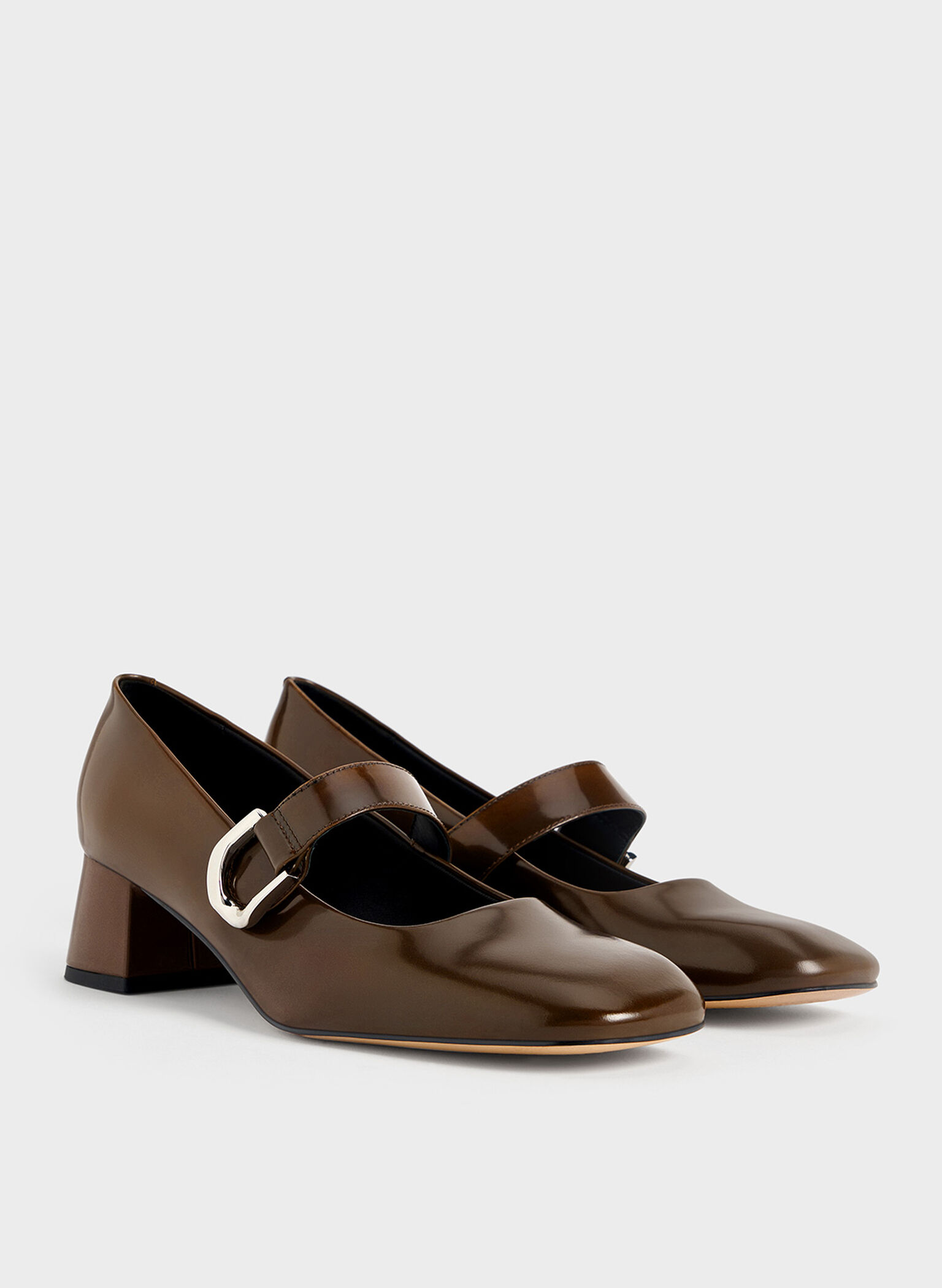 Gabine Leather Mary Jane Pumps, Brown, hi-res