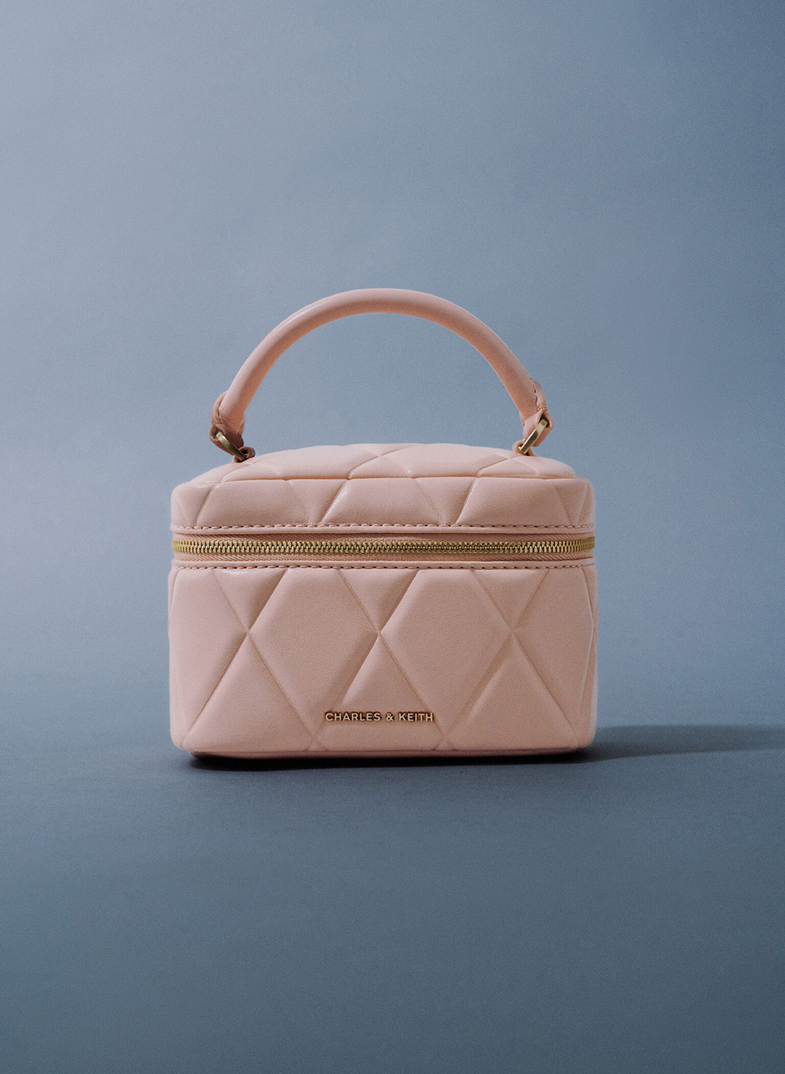 Arwen Quilted Top Handle Vanity Bag, Light Pink, hi-res