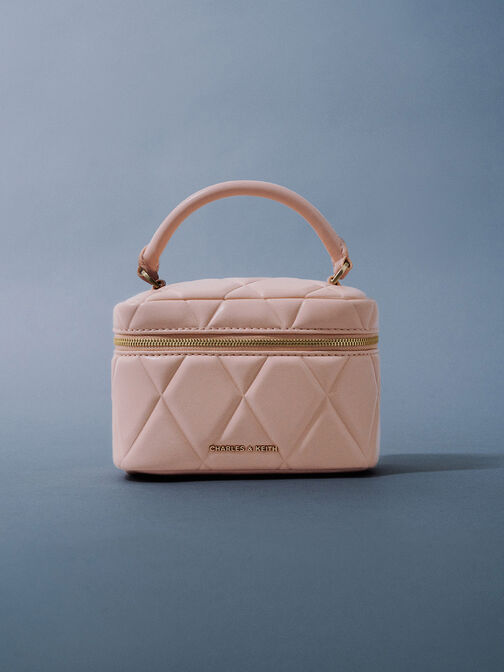 Arwen Quilted Top Handle Vanity Bag, Light Pink, hi-res