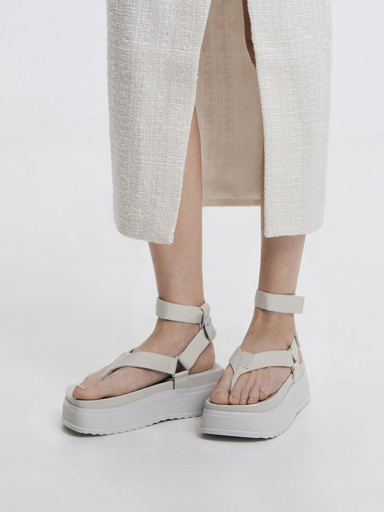 Joss Ankle-Strap Flatform Thong Sandals, Chalk, hi-res